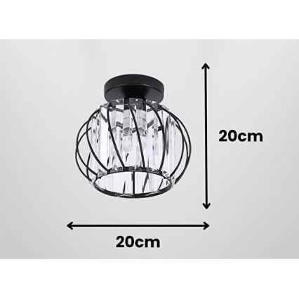 Plafonieră de tavan BELLA 1xE27/40W/230V, Ø 20 cm, neagră
