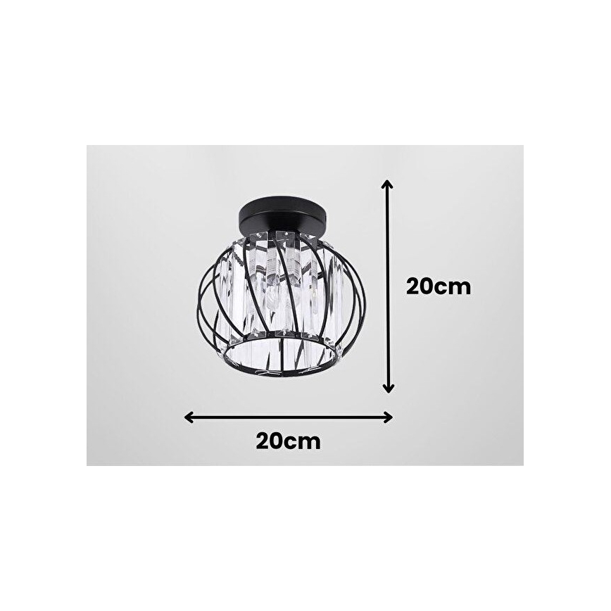 Plafonieră de tavan BELLA 1xE27/40W/230V, Ø 20 cm, neagră