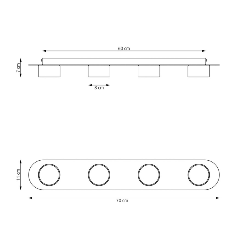 Plafonieră DIAZ 4xGX53/12W/230V negru