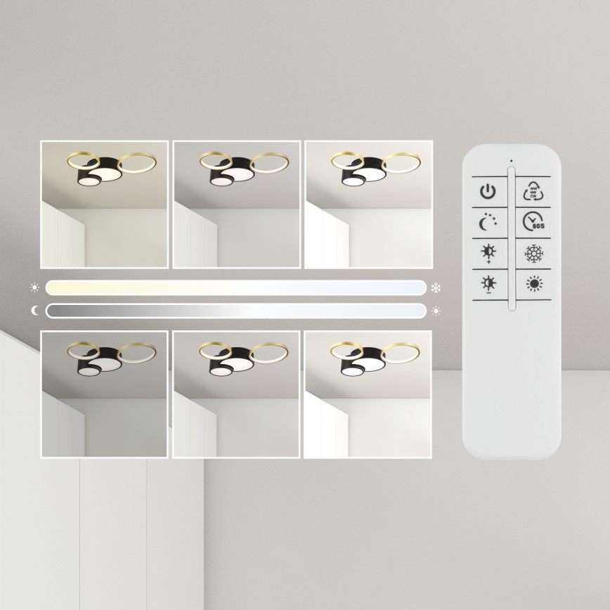 Plafonieră dimabilă ALIZEE LED/30W/230V 3000-6500K negru/auriu