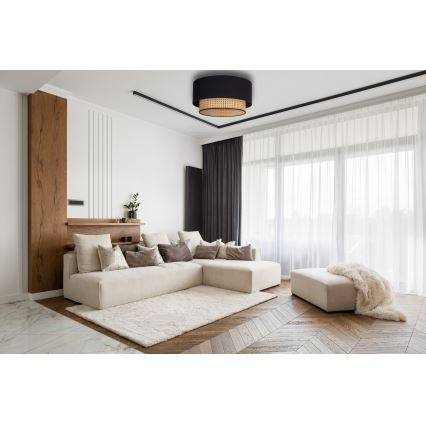 Plafonieră Duolla BOHO 1xE27/15W/230V d. 45 cm negru/ratan