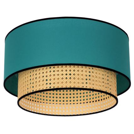 Plafonieră Duolla BOHO 1xE27/15W/230V d. 45 cm turcoaz/ratan
