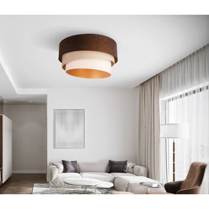 Plafonieră Duolla DEVON 1xE27/40W/230V d. 45 cm maro/bej