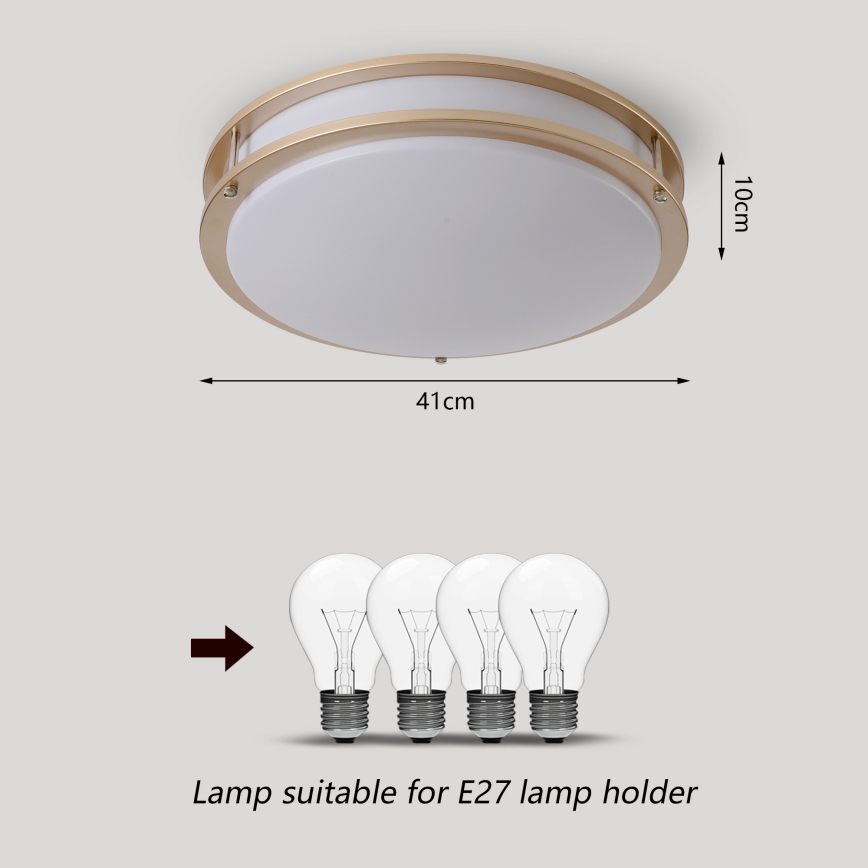 Plafonieră ELARO 4xE27/40W/230V, Ø 41 cm, aurie - Brilagi