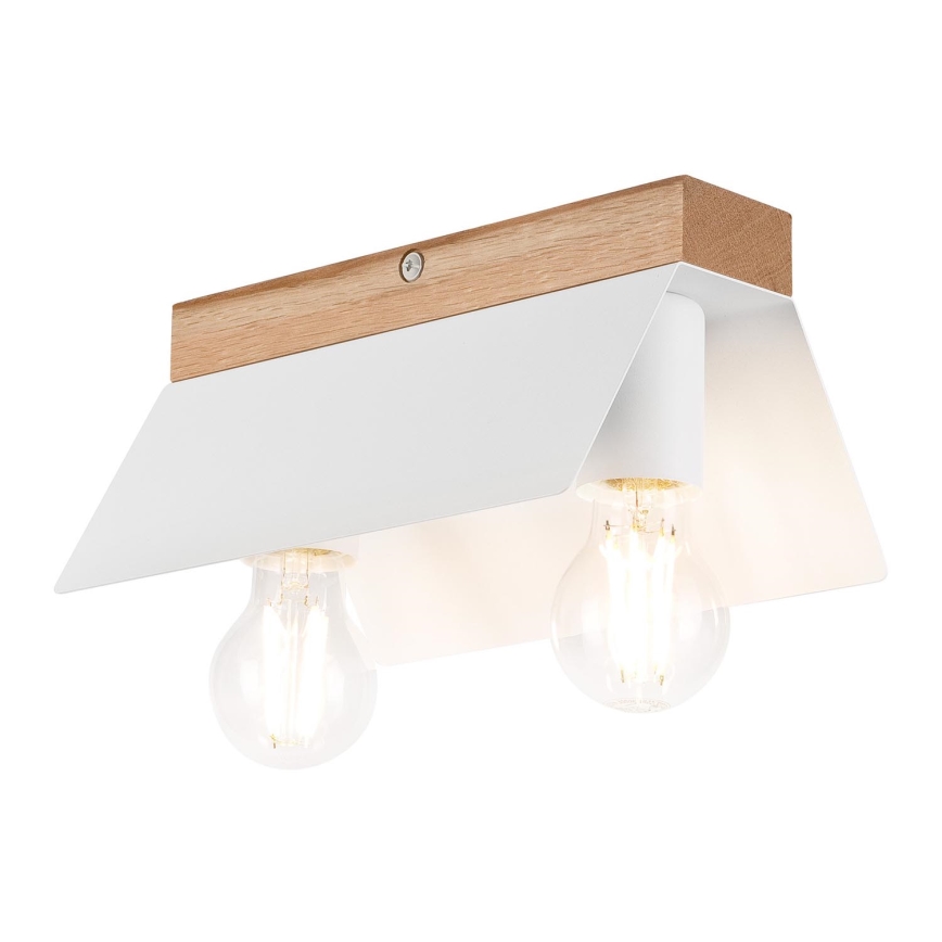 Plafonieră ESME 2xE27/15W/230V alb/stejar