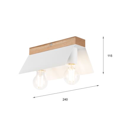 Plafonieră ESME 2xE27/15W/230V alb/stejar