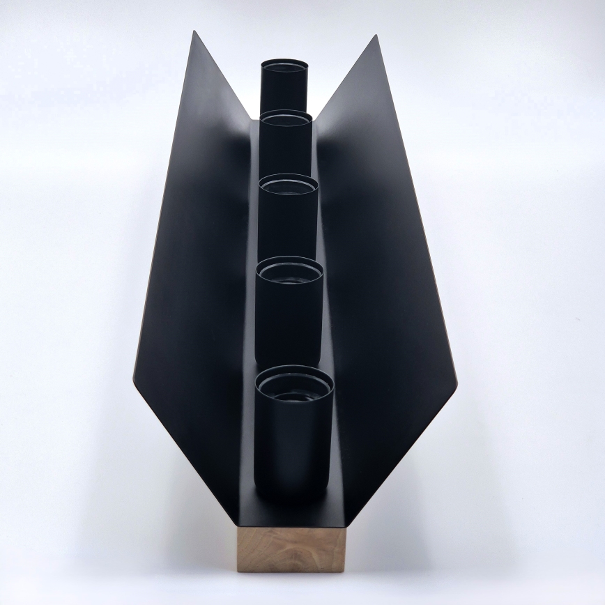 Plafonieră ESME 5xE27/15W/230V negru/stejar