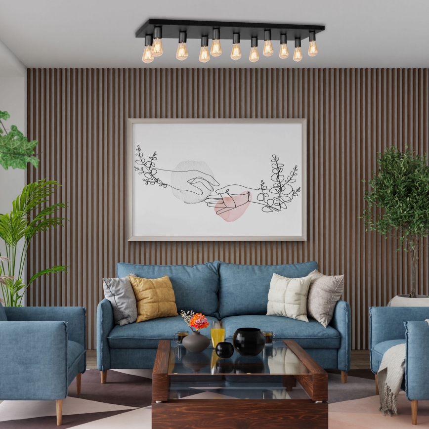 Plafonieră FILO 11xE27/60W/230V neagră