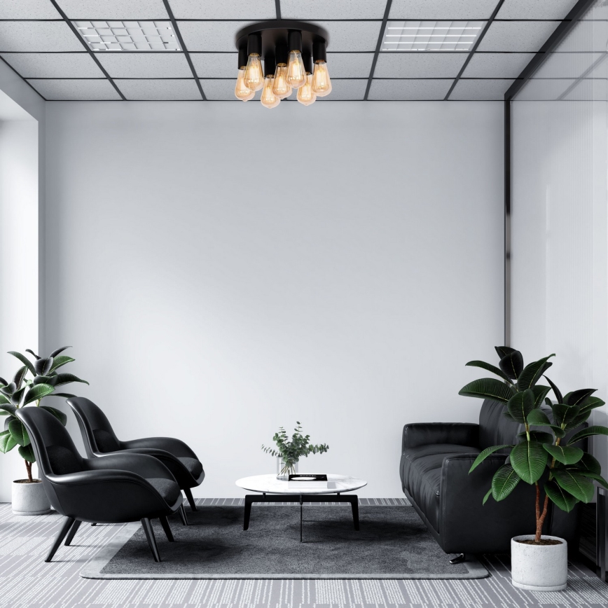 Plafonieră FILO 7xE27/60W/230V neagră