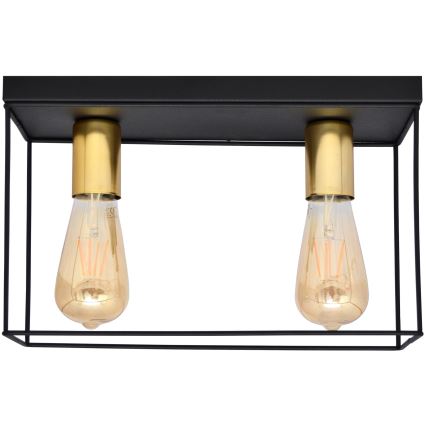 Plafonieră FINN 2xE27/15W/230V negru/auriu