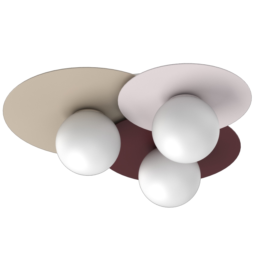 Plafonieră FLAT 3xE27/15W/230V 55x60 cm bej/crem/burgund