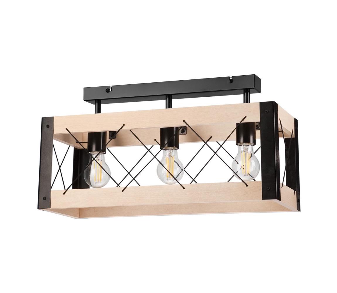 Plafonieră FRIDA 3xE27/60W/230V negru/bej fag