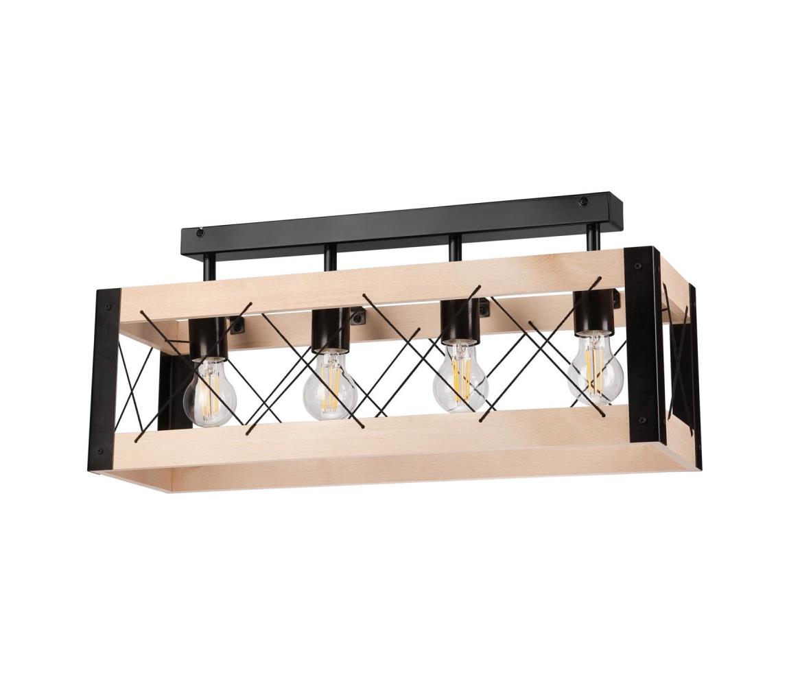 Plafonieră FRIDA 4xE27/60W/230V negru/bej fag