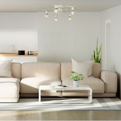 Plafonieră GARNISH 5xE27/15W/230V alb/patină