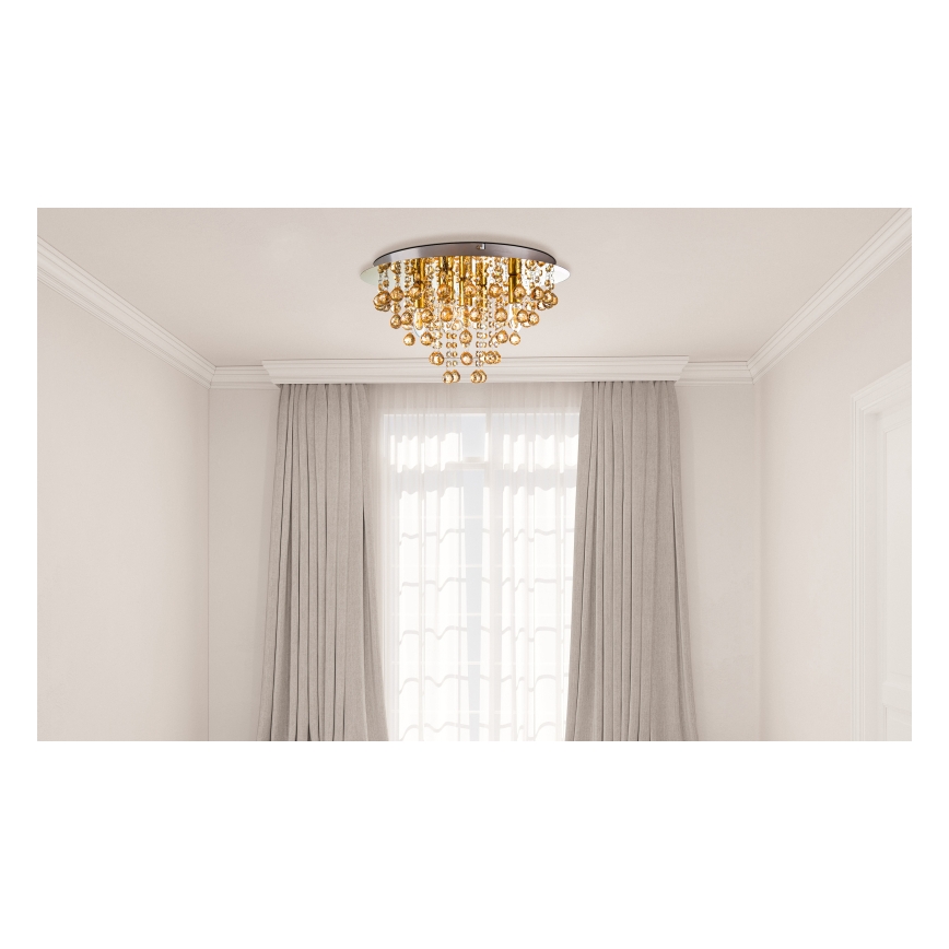 Plafonieră Globo 5xE14/40W/230V d. 46 cm auriu