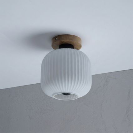 Plafonieră HARMA WOOD 1xE27/15W/230V stejar/alb Ø 20 cm