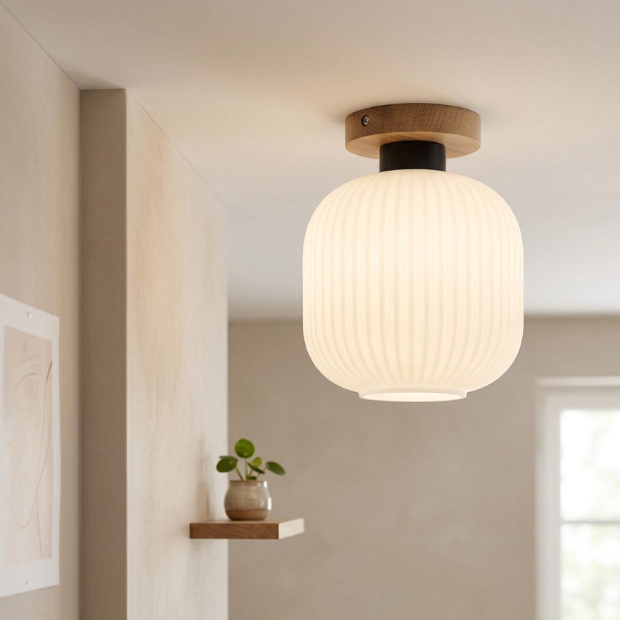 Plafonieră HARMA WOOD 1xE27/15W/230V stejar/alb Ø 20 cm
