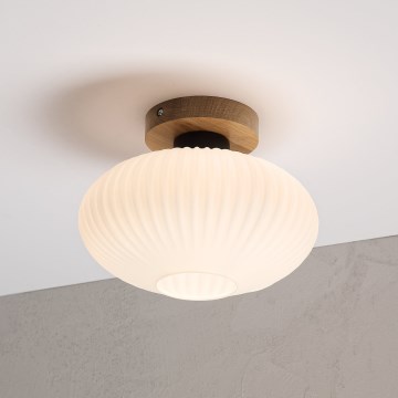 Plafonieră HARMA WOOD 1xE27/15W/230V stejar/alb, Ø 25 cm