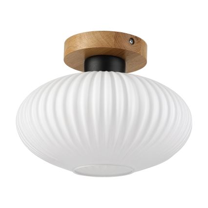 Plafonieră HARMA WOOD 1xE27/15W/230V stejar/alb, Ø 25 cm