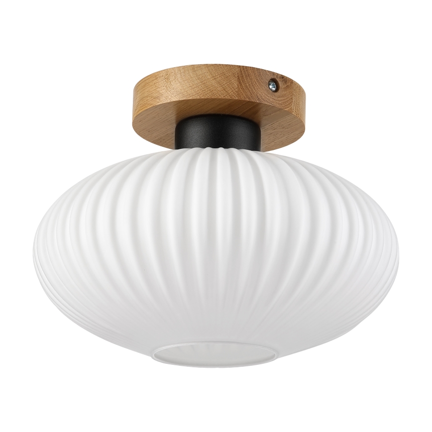 Plafonieră HARMA WOOD 1xE27/15W/230V stejar/alb, Ø 25 cm