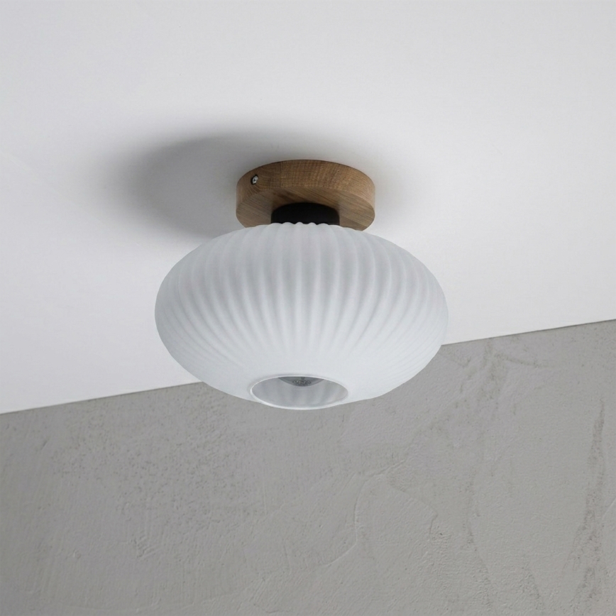 Plafonieră HARMA WOOD 1xE27/15W/230V stejar/alb, Ø 25 cm