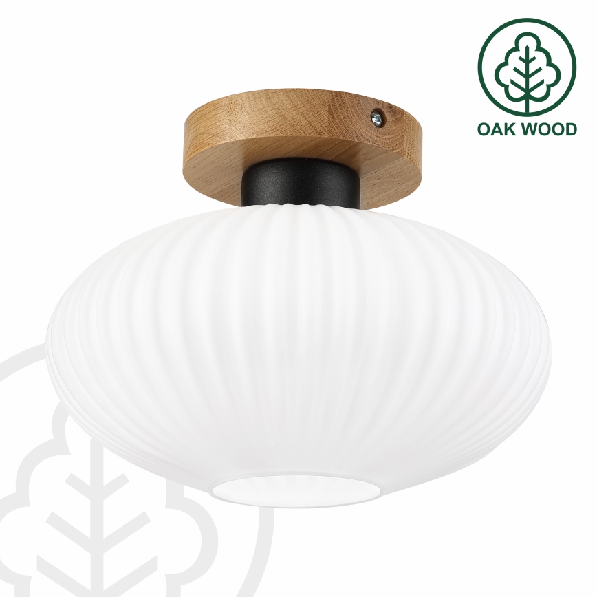 Plafonieră HARMA WOOD 1xE27/15W/230V stejar/alb, Ø 25 cm