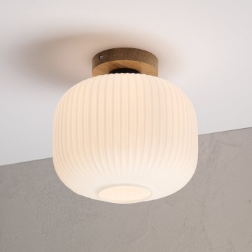 Plafonieră HARMA WOOD 1xE27/15W/230V, stejar/alb, Ø 25 cm