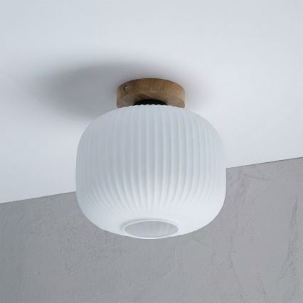 Plafonieră HARMA WOOD 1xE27/15W/230V, stejar/alb, Ø 25 cm