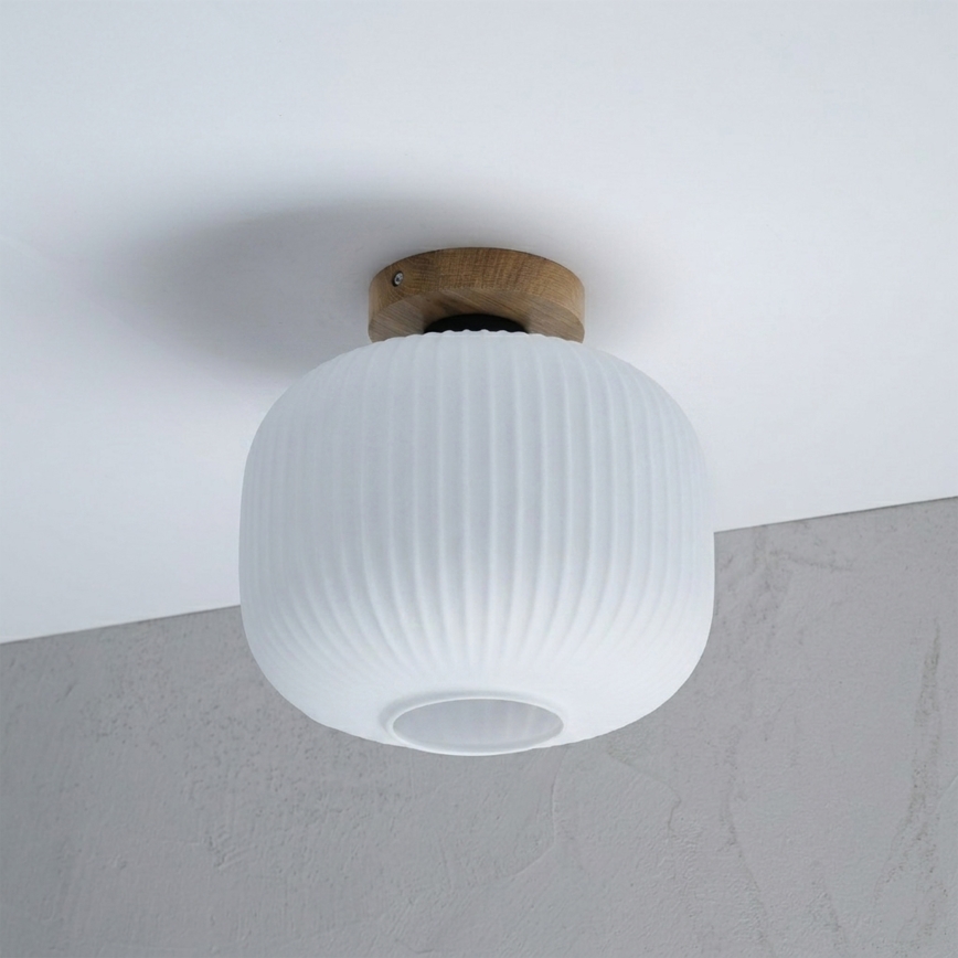 Plafonieră HARMA WOOD 1xE27/15W/230V, stejar/alb, Ø 25 cm