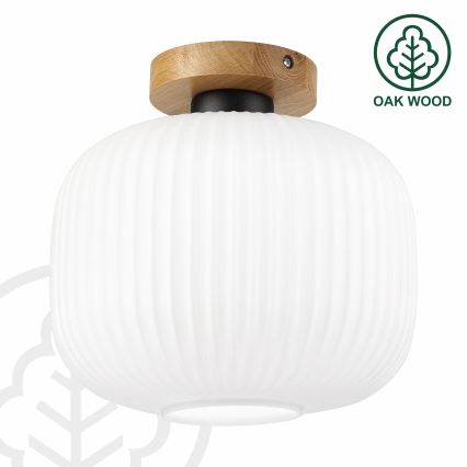 Plafonieră HARMA WOOD 1xE27/15W/230V, stejar/alb, Ø 25 cm