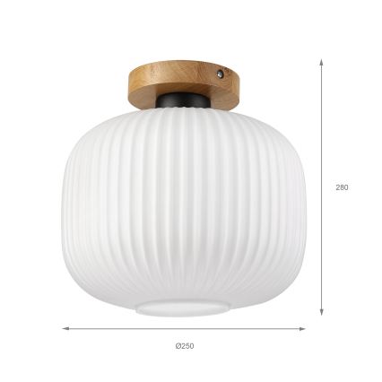 Plafonieră HARMA WOOD 1xE27/15W/230V, stejar/alb, Ø 25 cm
