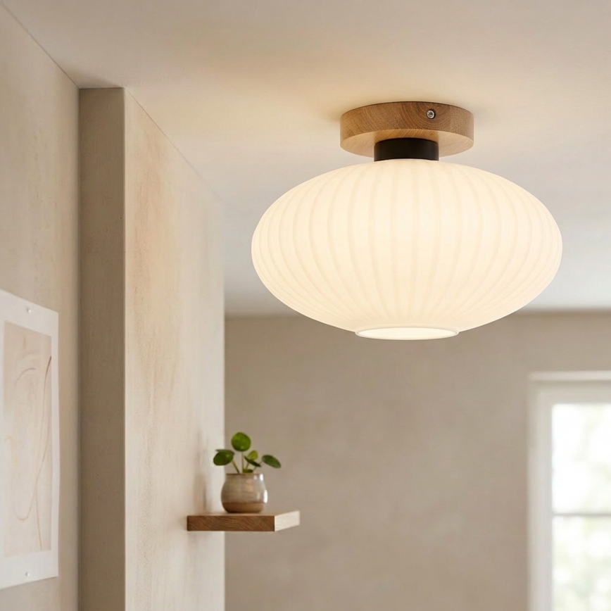 Plafonieră HARMA WOOD 1xE27/15W/230V stejar/alb Ø 30 cm