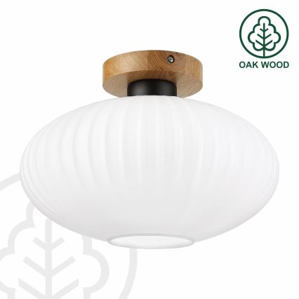 Plafonieră HARMA WOOD 1xE27/15W/230V stejar/alb Ø 30 cm