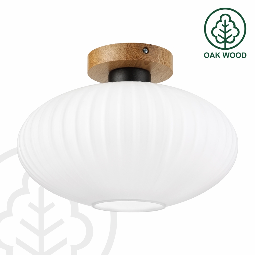 Plafonieră HARMA WOOD 1xE27/15W/230V stejar/alb Ø 30 cm