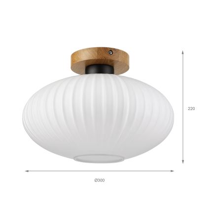 Plafonieră HARMA WOOD 1xE27/15W/230V stejar/alb Ø 30 cm