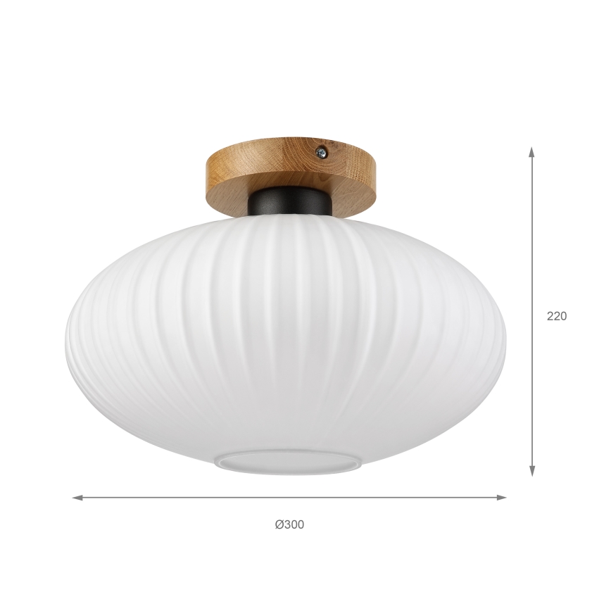 Plafonieră HARMA WOOD 1xE27/15W/230V stejar/alb Ø 30 cm