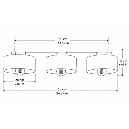 Plafonieră IGNIA 3xE27/60W/230V maro/auriu