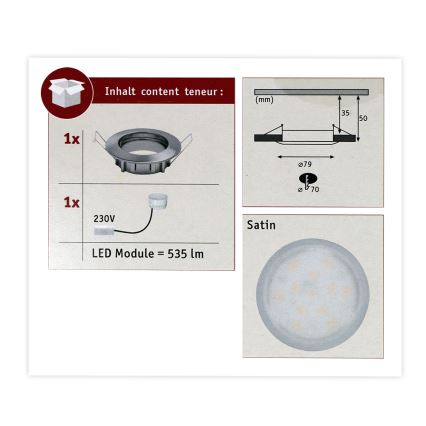 Plafonieră încastrată LED/6,8W IP44 COIN 230V Paulmann 93975
