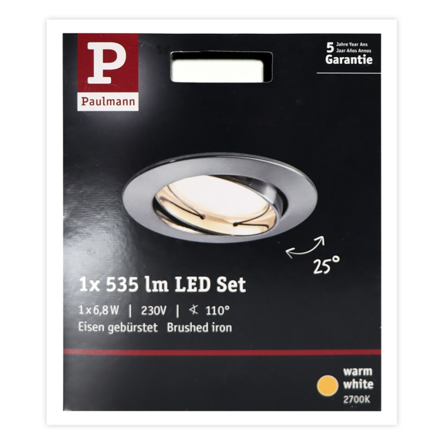 Plafonieră încastrată pentru baie LED/6,8W IP23 COIN 230V Paulmann 93979