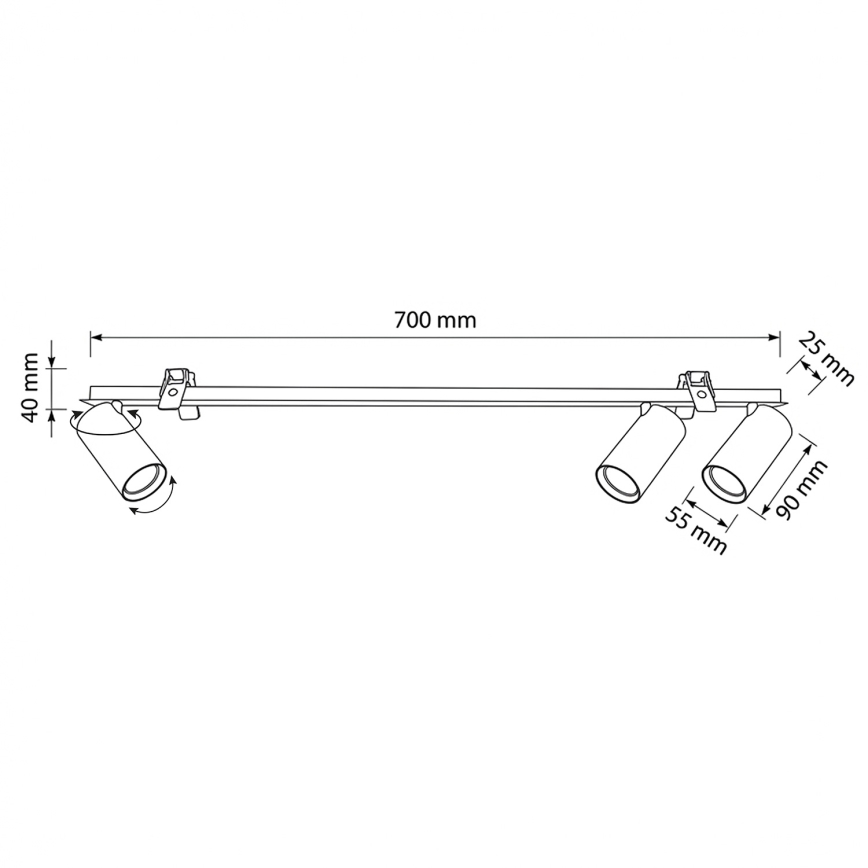 Plafonieră încastrată SELE 3xGU10/30W/230V, albă - Brilagi
