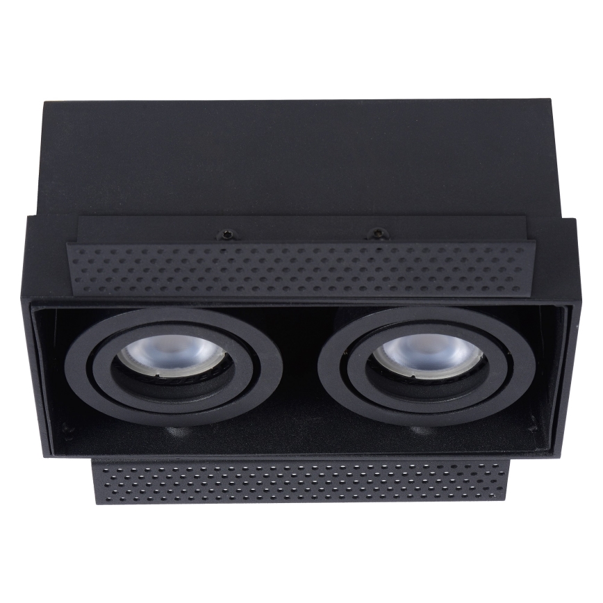Plafonieră încastrată TRIMLESS 2xGU10/50W/230V neagră Lucide 09925/02/30