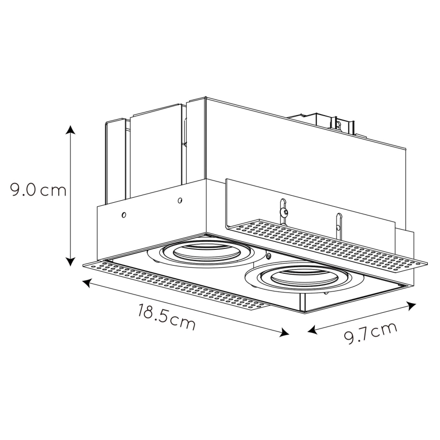 Plafonieră încastrată TRIMLESS 2xGU10/50W/230V neagră Lucide 09925/02/30