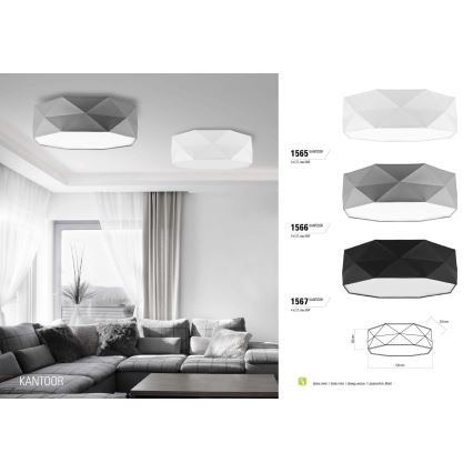 Plafoniera KANTOOR 4xE27/60W/230V alb