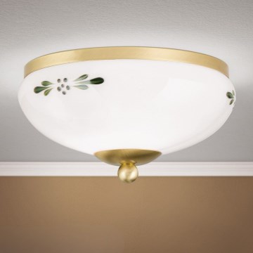 Plafonieră LANDHAUS 1xE27/60W/230V Ø 21 cm alamă/alb/verde