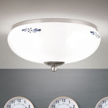 Plafonieră LANDHAUS, 2xE27/60W/230V, Ø 28 cm, crom mat/alb/albastru