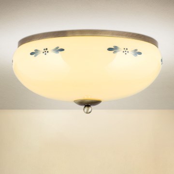 Plafonieră LANDHAUS, 3xE27/60W/230V, Ø 35 cm, bronz/bej/albastru