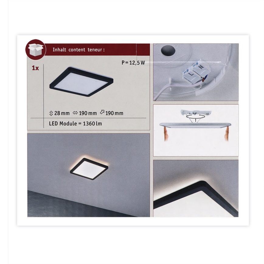 Plafonieră LED/11,2W ATRIA 230V neagră Paulmann 71000