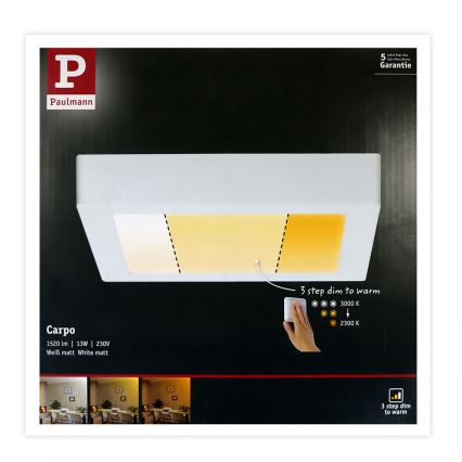 Plafonieră LED/13W CARPO 230V 2300-3000K Paulmann 79796