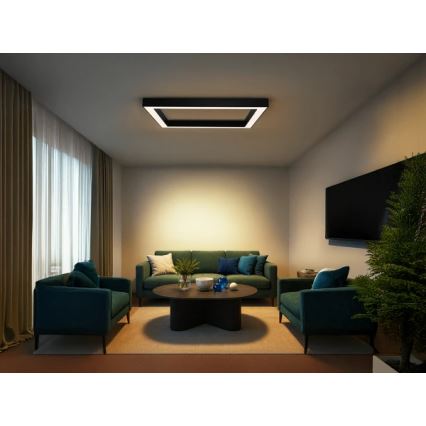 Plafonieră LED 150W/230V, 3000/4000/6500K, 120x120 cm, negru