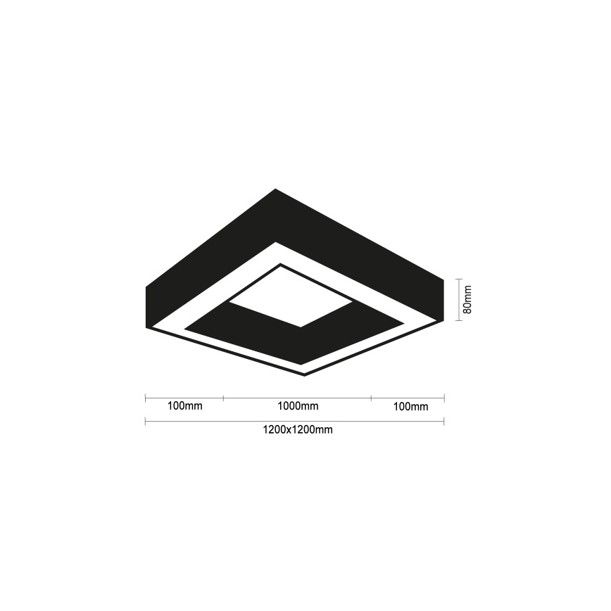 Plafonieră LED 150W/230V, 3000/4000/6500K, 120x120 cm, negru